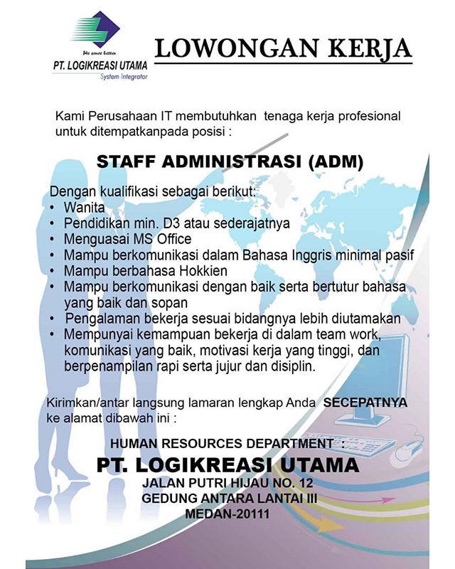 PT. LOGIKREASI UTAMA : Lowongan Sebagai Staff Administrasi